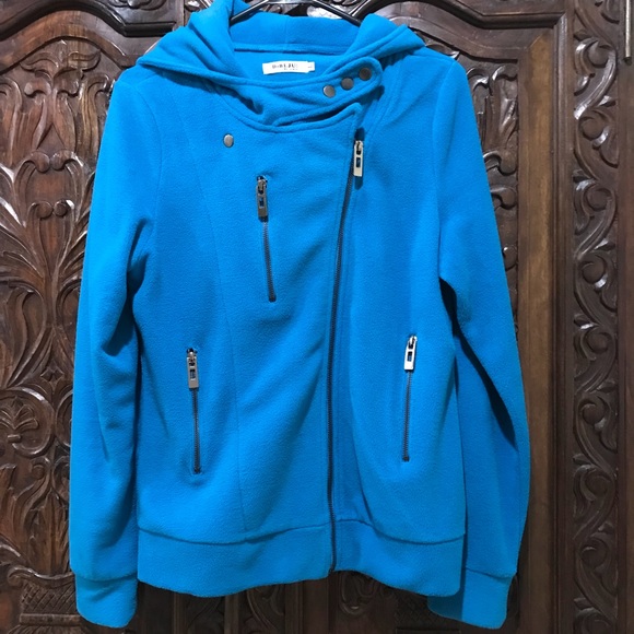 NWOT - Hooded fleece moto-style sweatshirt/jacket - Picture 5 of 8